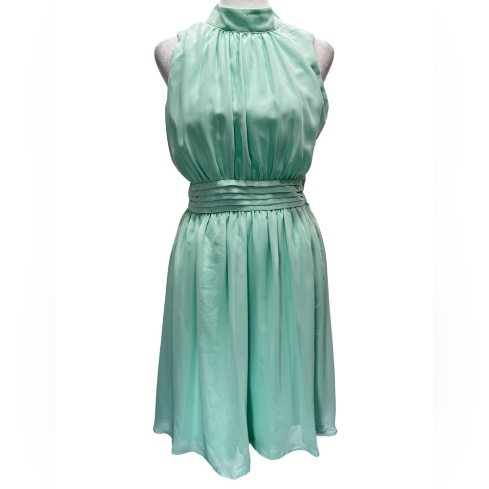 Mint Green Sleeveless Mock Neck Pleated Fairy Dress by Fervour from ModCloth